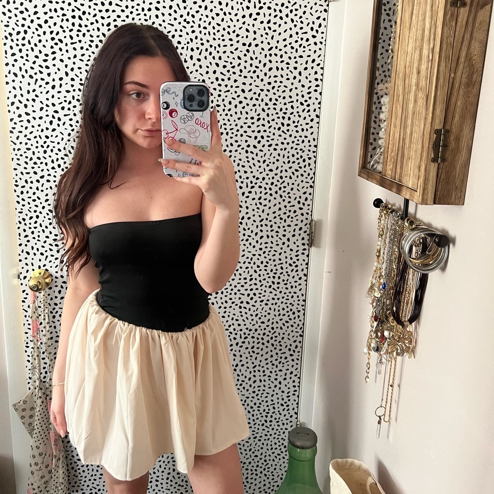 two tone asymmetrical mini dress